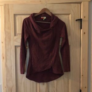 Mod Cloth Zipped Cardigan Sweater XS Maroon
